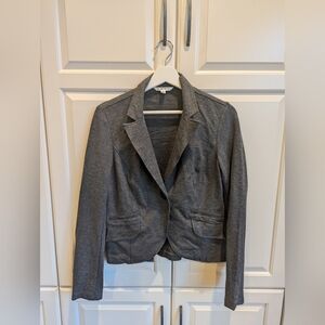 CAbi faux leather collar medium gray blazer